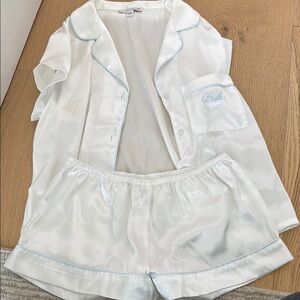 In Bloom White Satin Pajama Set - bridal